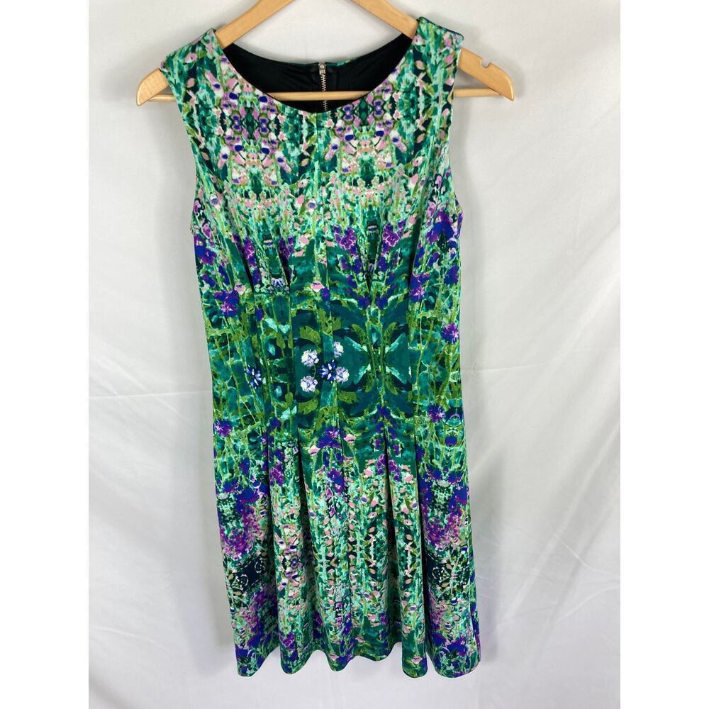 Cynthia Rowley Watercolor Floral Pleated Sleeveless Dress Size 6